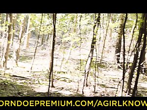 A damsel KNOWS - molten Angel Piaff pounds babe in the woods